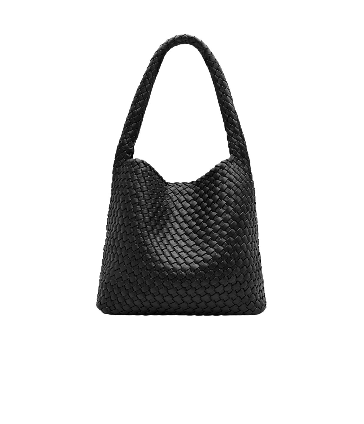 Large Leather Woven Tote in Black | Mode Sportif