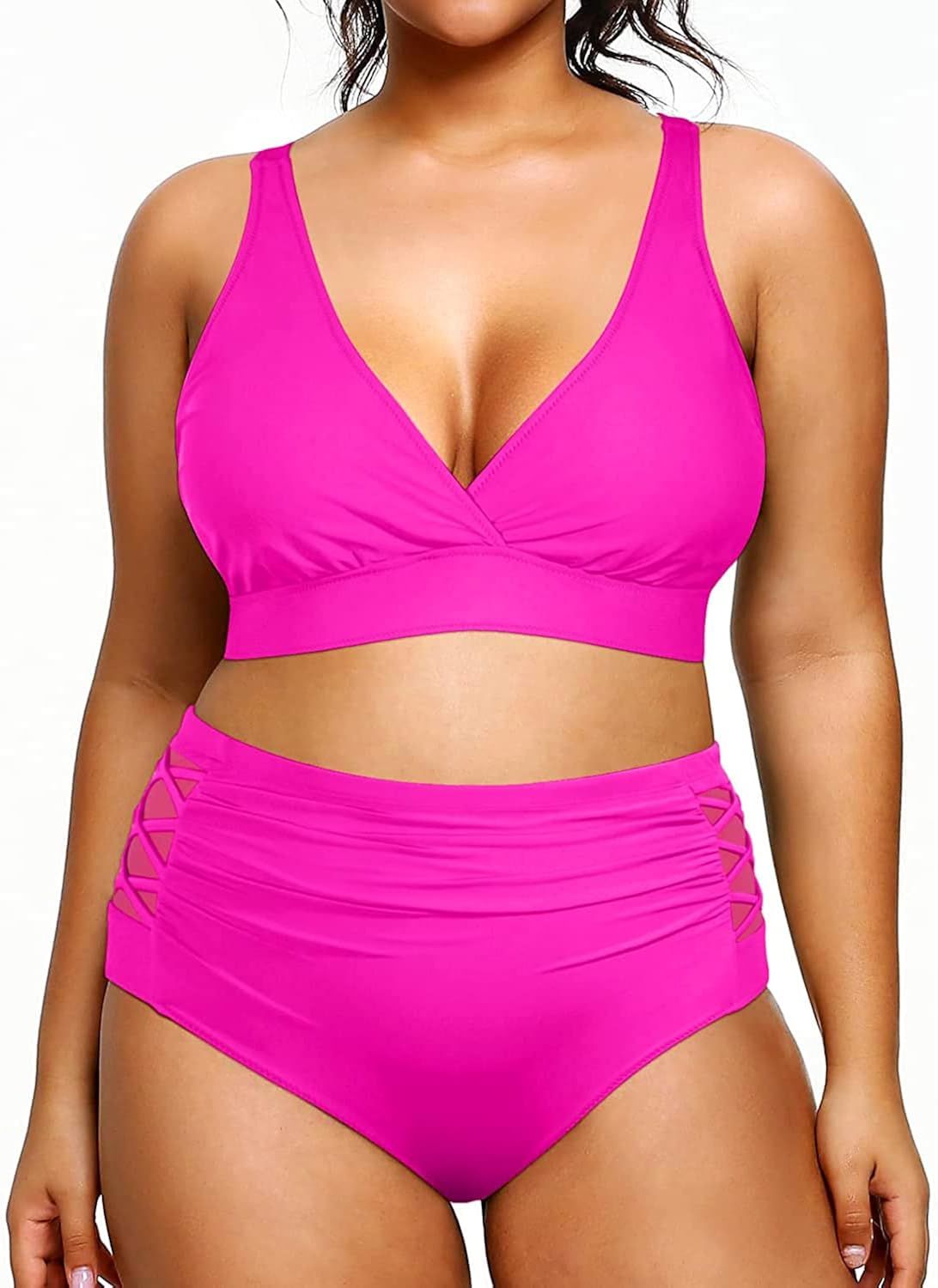 Yonique Womens Plus Size Bikini High Waisted Swimsuits Two Piece Bathing Suits Tummy Control Swim... | Amazon (US)