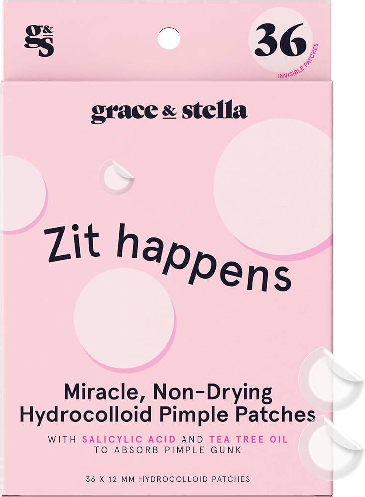 grace & stella Pimple Patches for Face (Round, 36 Count) - Hydrocolloid Acne Patches for Face - V... | Amazon (US)