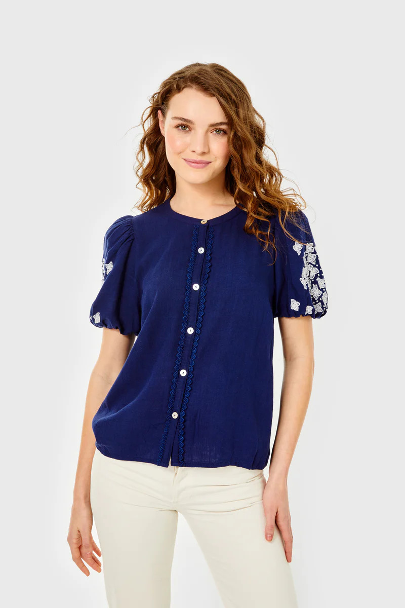 Adeline Top-Linen-Ocean Cavern | Cartolina