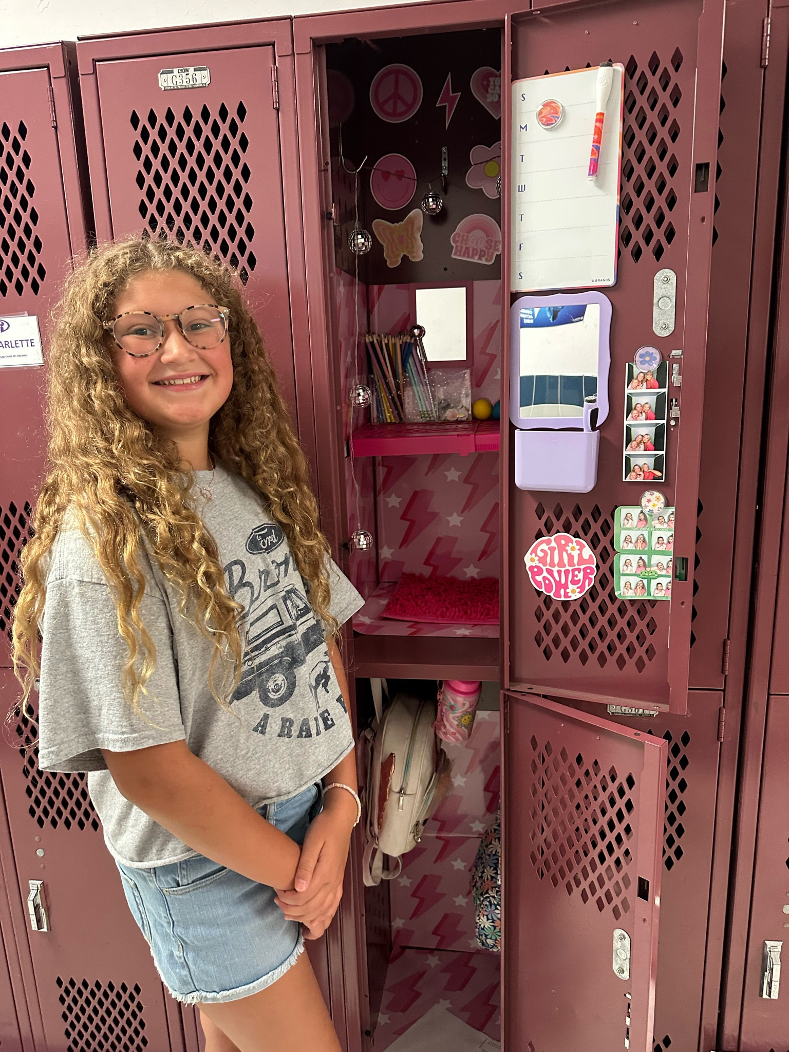 Locker decor/accessories. 
Magnetic wallpaper 
Magnetic mirror 
Girly magnets 
Magnetic weekly planner
Disco ball lights 

#school #locker #accessories #lockerdecor #lockeraccessories #decorate #magnets #wallpaper #magneticwallpaper #planner #weeklyplanner #lockermirror #discoball

#LTKkids #LTKBacktoSchool #LTKFind