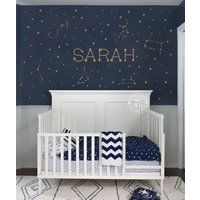 Custom Name Vinyl Decal, Constellations Stars Wall Personalized 200 Galaxy Decals, Nursery Decal | Etsy (US)