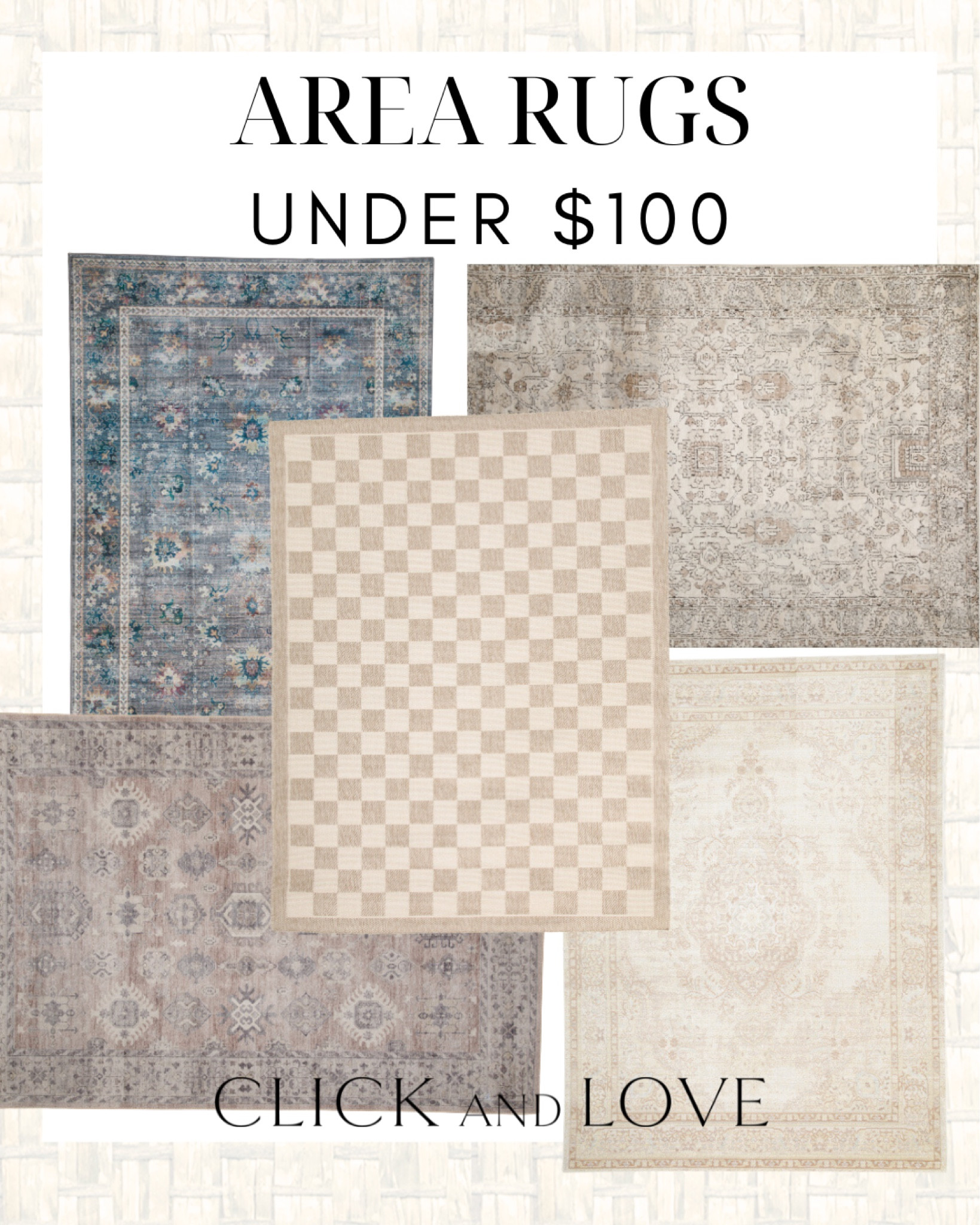 Area rugs under $100! All of these rugs are at an incredible price point. Love a budget friendly find! 

Rug, indoor rug, area rug, neutral rug, colorful rug, oushak rug, Persian rug, oriental rug, outdoor rug, washable rug, Living room, bedroom, guest room, dining room, entryway, seating area, family room, affordable home decor, classic home decor, elevate your space, Modern home decor, traditional home decor, budget friendly home decor, Interior design, shoppable inspiration, curated styling, beautiful spaces, classic home decor, bedroom styling, living room styling, style tip, dining room styling, look for less, designer inspired

#LTKHome #LTKStyleTip #LTKFindsUnder100