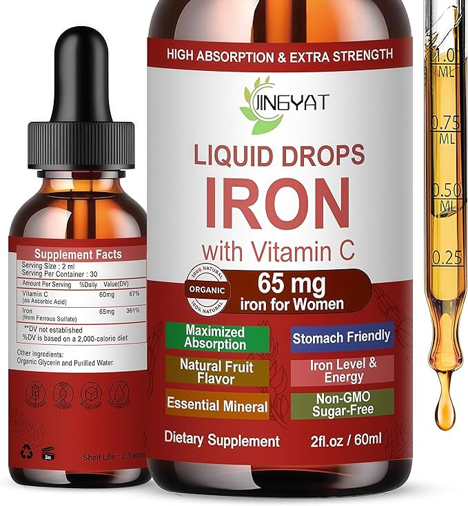 Iron Supplement Liquid Drops, High Absorption Iron Supplement for Women 65 mg, Liquid Iron for Re... | Amazon (US)