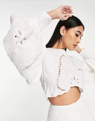 ASOS EDITION embroidered top with cutwork in ivory | ASOS (Global)