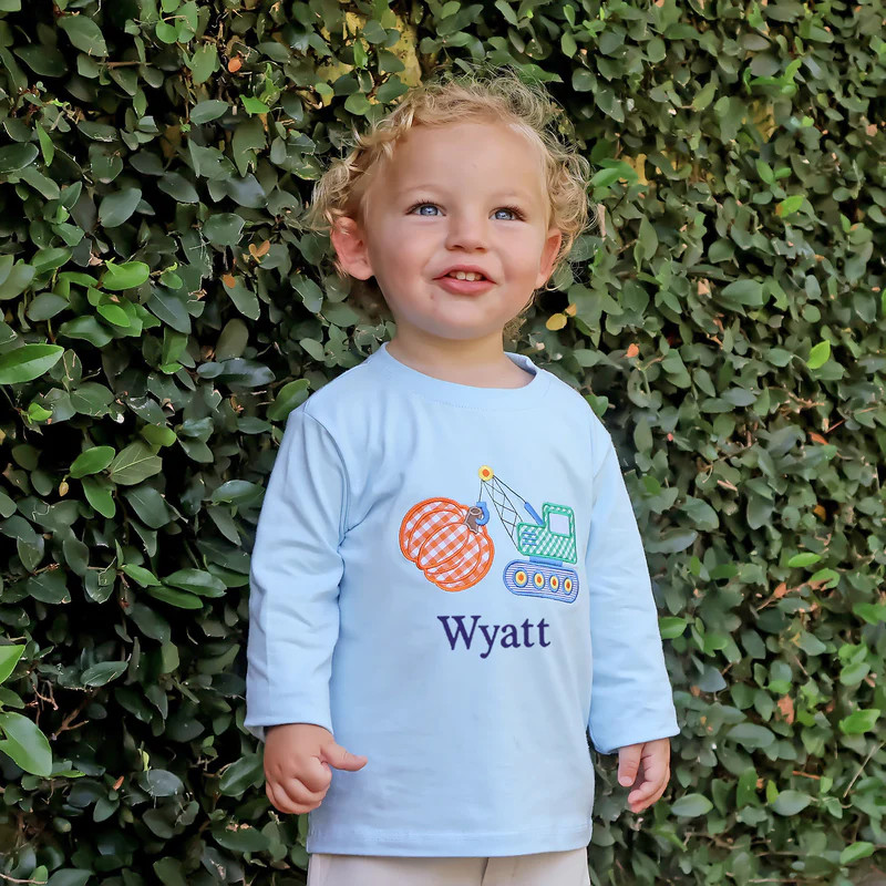 Pumpkin Crane Light Blue Long Sleeve Shirt | Classic Whimsy