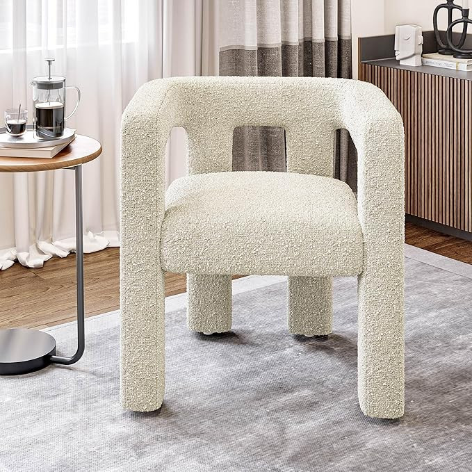 BELLEZE Modern Boucle Chair, Assembled Linen Dining Chair with Barrel Sidearms and Back, Minimali... | Amazon (US)