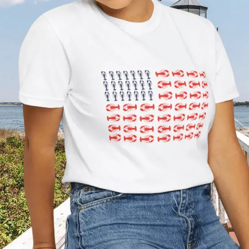 Lobster American Flag T- Shirt; New England Fourth of July Tee Shirt; Size S - 4XL; Women's Men's... | Etsy (US)