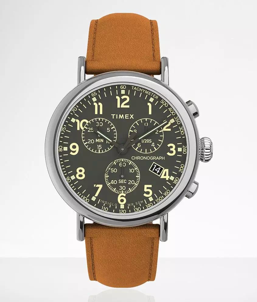 Timex Standard Chrono Leather Watch | Buckle