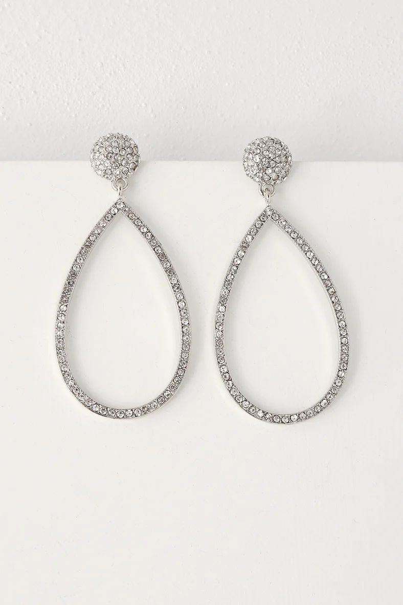 Glow For You Silver Teardrop Rhinestone Earrings | Lulus