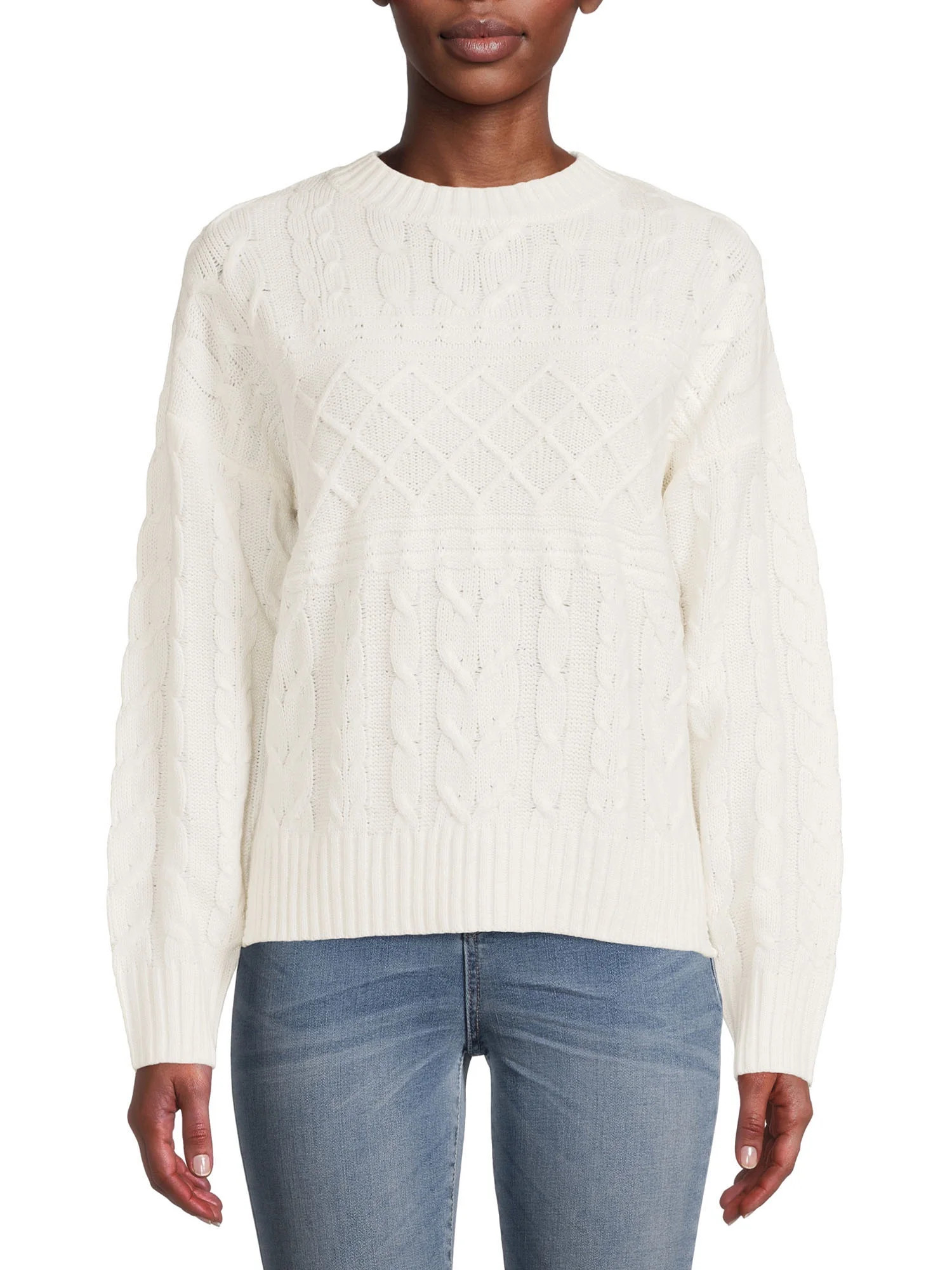 Time and Tru Women's Mixed Stitch Sweater | Walmart (US)
