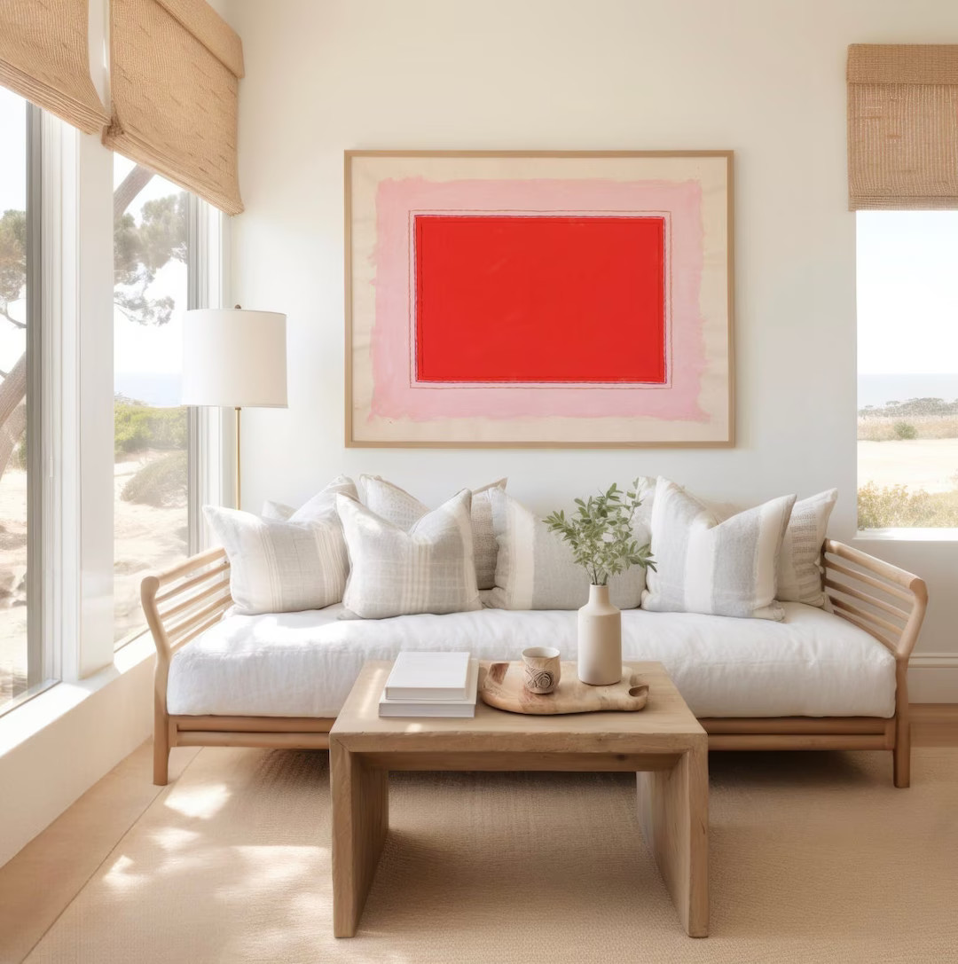 Cherry Red & Pink Art Print | Abstract Minimalist Wall Art | Bright Fun Giclée | Framed Wall Art... | Etsy (US)