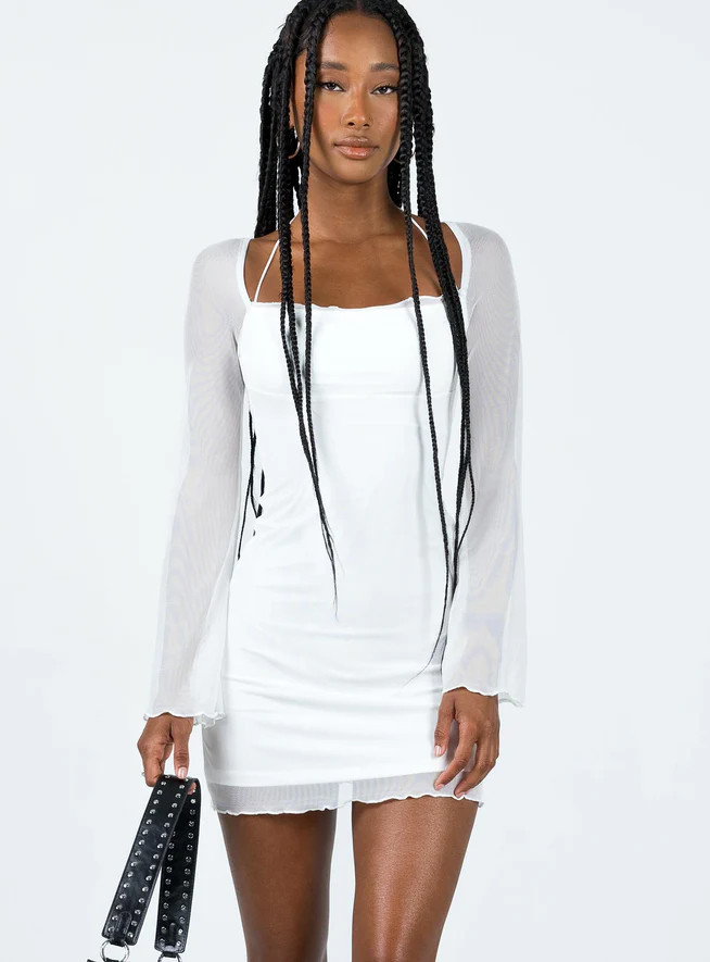 Bilbao Long Sleeve Mini Dress White | Princess Polly US