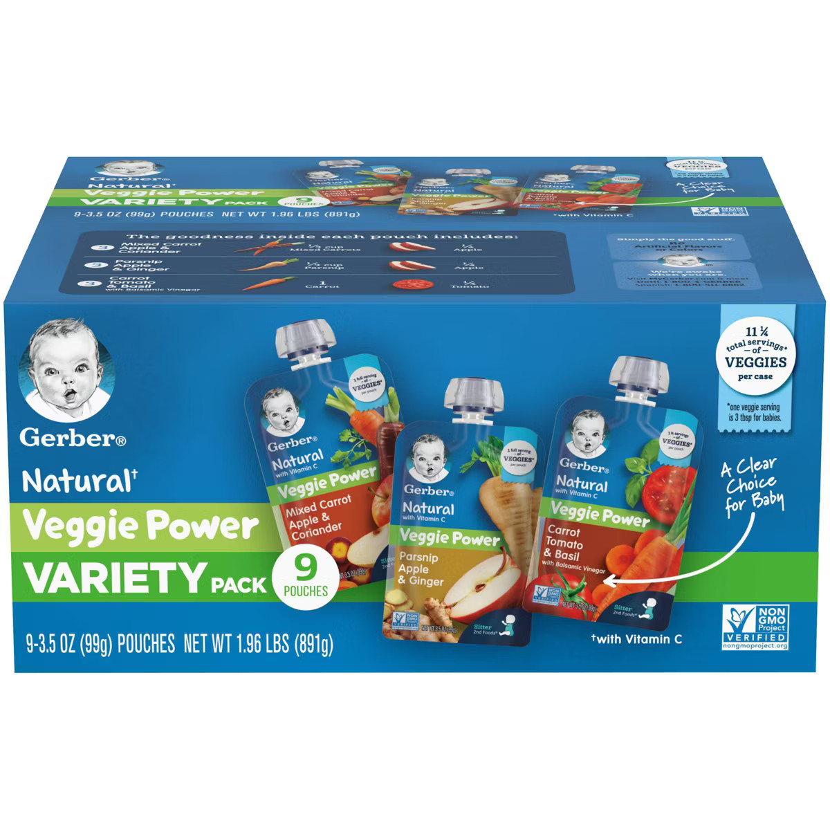 Gerber Veggie Power Variety Baby Snacks -  9pk/31.5oz | Target
