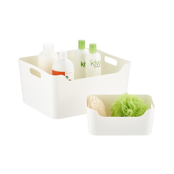Medium Plastic Storage Bin w/ Handles White | The Container Store
