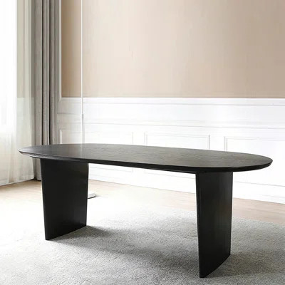 Modern Black Oval Solid Wood Dining Table | Wayfair North America
