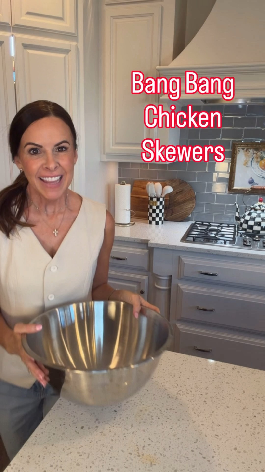 Bang bang chicken skewers might be my new favorite thing we’ve made on the grill lately 🍢🔥. These are SO easy and seriously so good for spring and summer nights.

Recipe:
• 1 lb chicken breast, cut into bite-sized pieces
• Thread onto skewers
• Season with olive oil, garlic powder, paprika, salt + pepper
• Make the bang bang sauce and divide it in half — brush one half onto the chicken before grilling
• Grill 4–5 minutes per side
• Brush with the remaining bang bang sauce the last couple minutes.

Sauce:
½ cup mayo
2 tbsp sweet chili sauce
1 tbsp sriracha
1 tsp honey

Top with green onions and serve with rice or a cucumber salad. Easy enough for a weeknight but feels a little extra 🤍

Also loving my reusable skewers and grill trays  lately — they make grilling so much easier.

#grillingseason #easyweeknightdinner #bangbangchicken #chickenskewers #summerrecipes