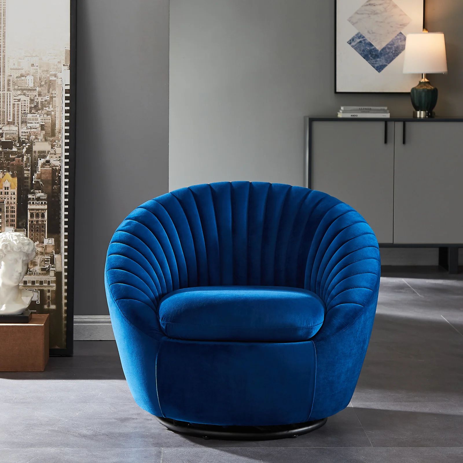Genelle 33.85'' Wide Velvet Swivel Barrel Chair | Wayfair Professional