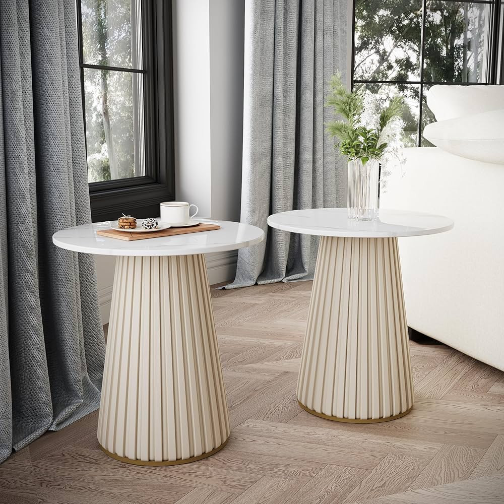 POVISON 15" Modern Side Table with Sintered Stone Top (Set of 2), Multifuctional Round End Table ... | Amazon (US)