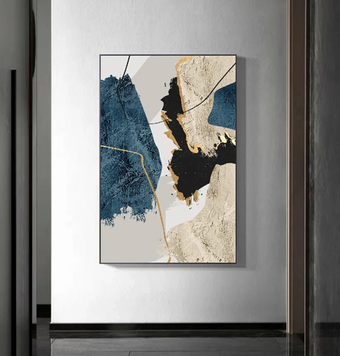 Blue Texture Art  Brush Modern light luxury Abstract Large Wall Art, Printable Art, Modern Wall a... | Etsy (US)