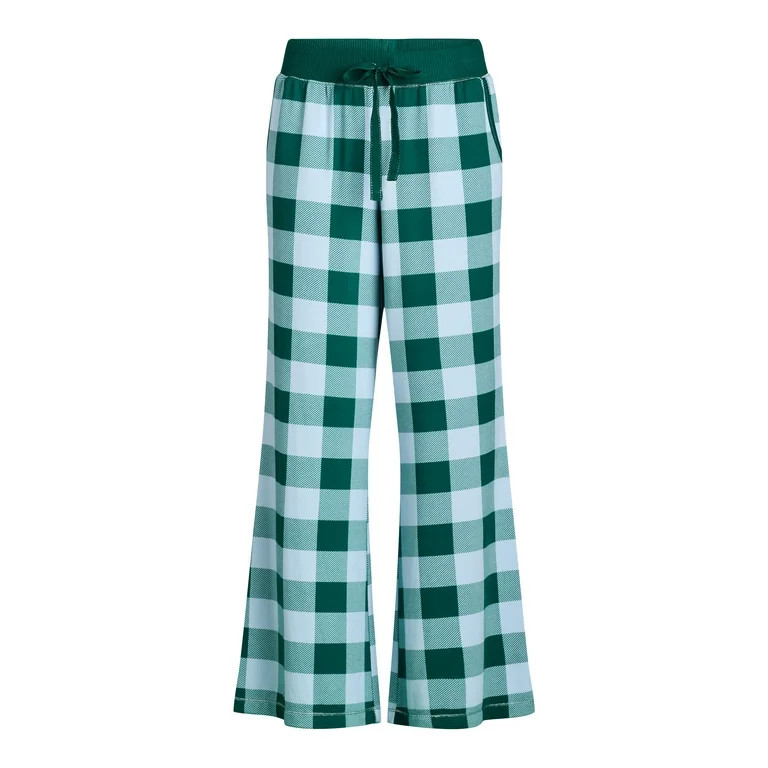Joyspun Women's Hacci Knit Buffalo Plaid Sleep Pants, 30.5” Inseam, Sizes XS-3X | Walmart (US)