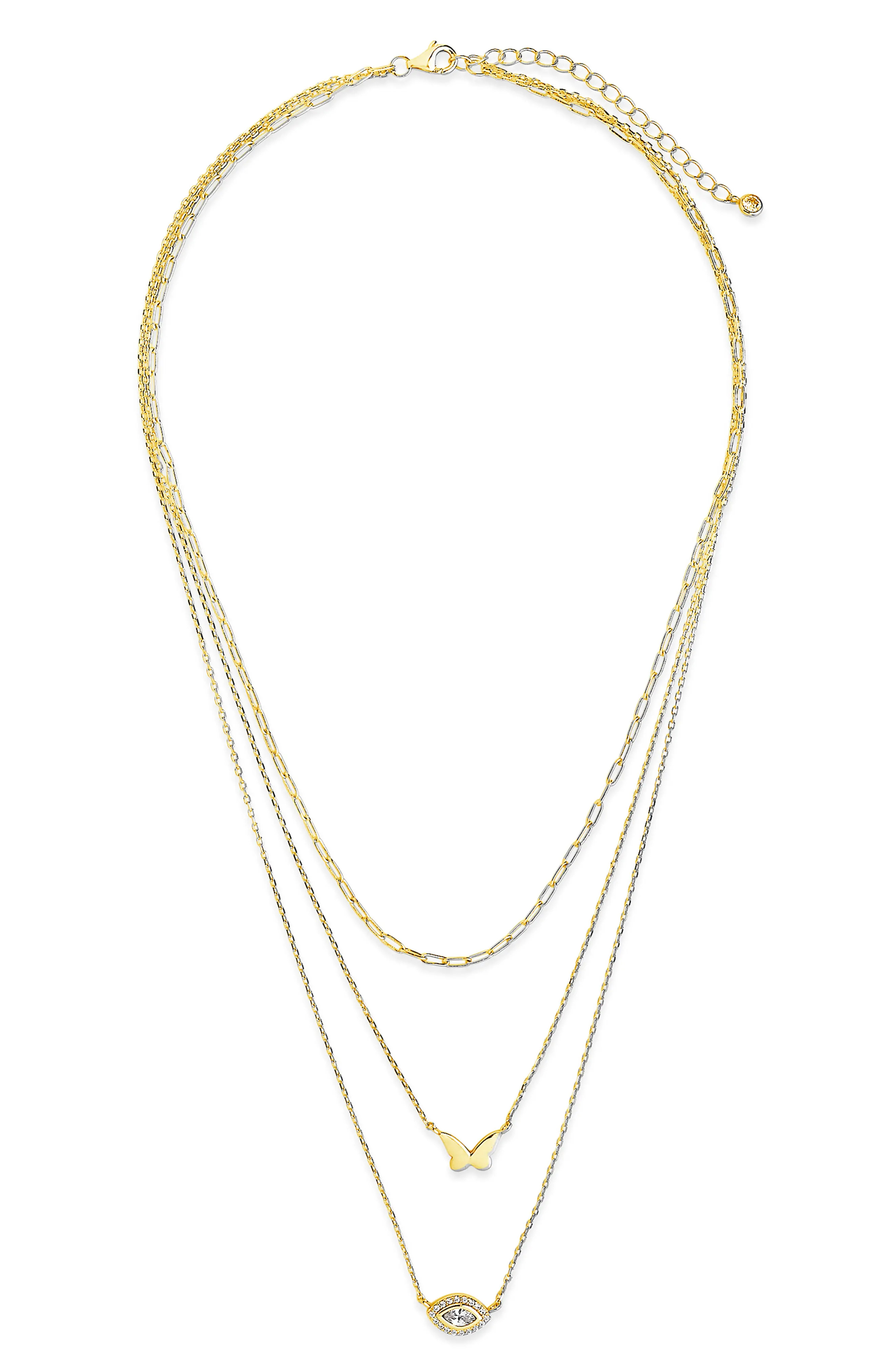 Women's Sterling Forever Evil Eye & Butterfly Layered Necklace | Nordstrom