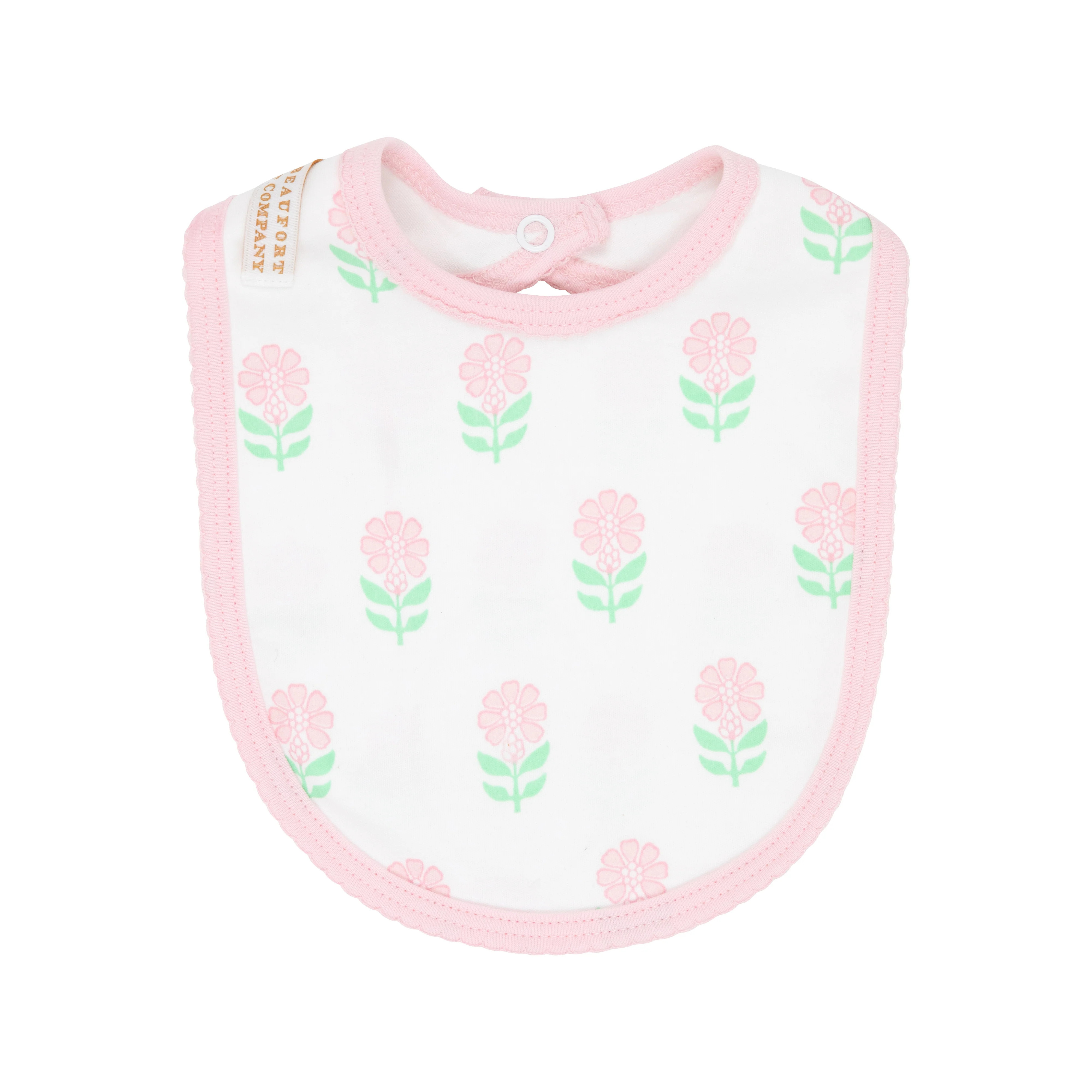 Burp Me Bib - Flowers for Friends with Palm Beach Pink | The Beaufort Bonnet Company