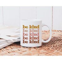 Boho Retro Be Kind Coffee Mug|Cute Mug|Gift For Her|Inspirational Cup|Positive Mug|Inspirational Tea | Etsy (US)