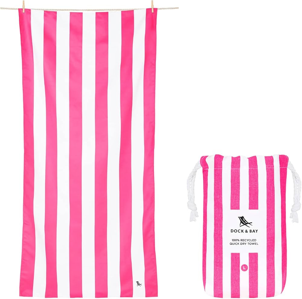 Dock & Bay Beach Towel - Quick Dry, Sand Free - Compact, Lightweight - 100% Recycled - Includes B... | Amazon (US)