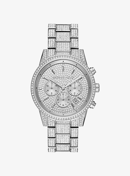 Ritz Pavé Silver-Tone Watch | Michael Kors US