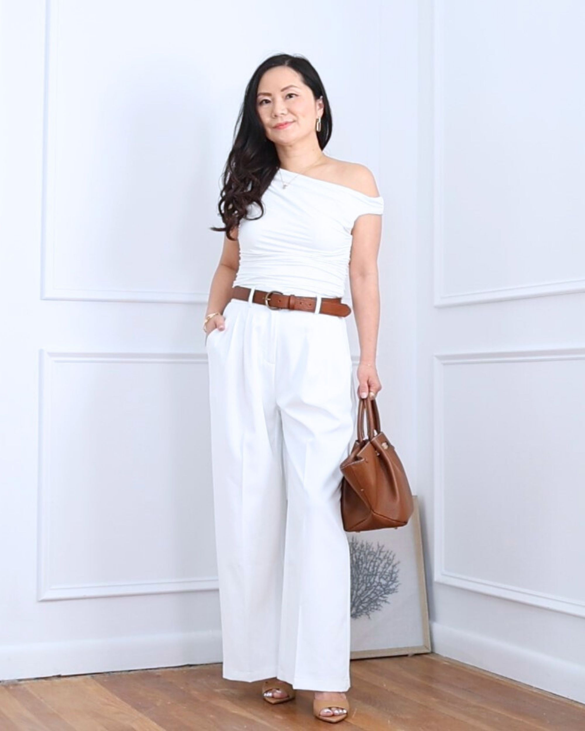 Loving the effortless feel of this asymmetrical draped top and wide leg pants—both from Amazon! Easy, comfy, and flattering on my 5’2” petite frame. Finished it off with open toe mules for a clean look. I’m wearing size S.

#LTKPetite #LTKOver40 #LTKStyleTip