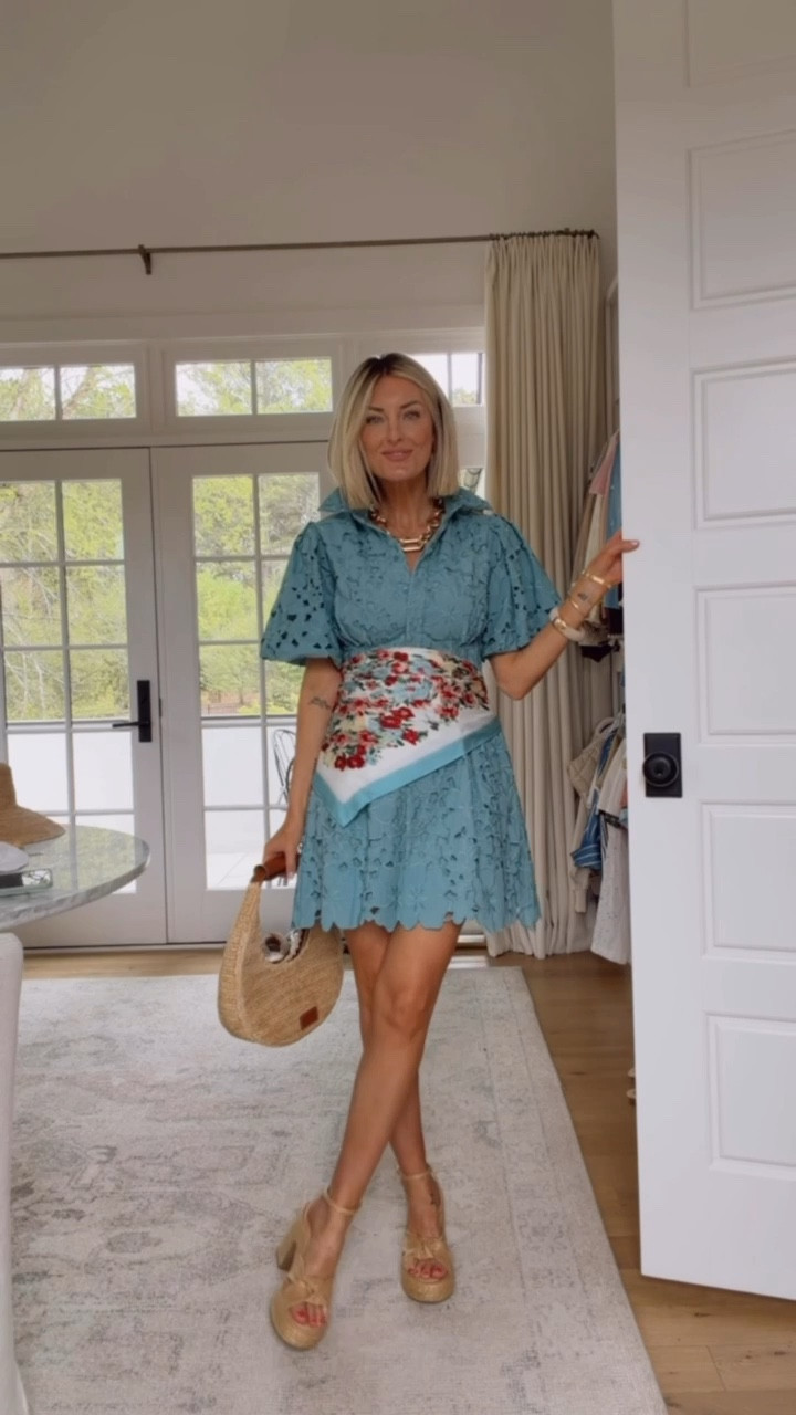 Who doesn’t love a good eyelet dress? 😍 This one from Tuckernuck is stunning, I love adding a pattern scarf to tie in a pattern and add a different texture 👌🏼 wearing size XS

Loverly grey, Tuckernuck favorites, eyelet short puff dress, sage green blue spring dress, feminine dresses 2026

#LTKSeasonal #LTKWorkwear