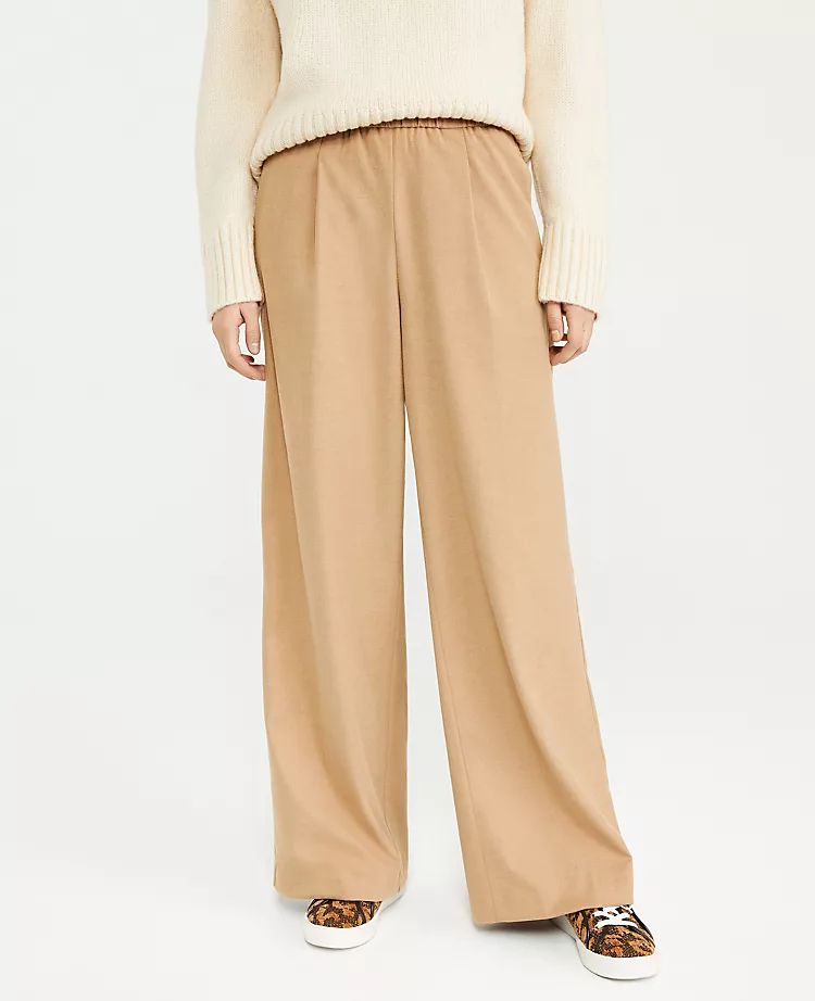 The Petite Flannel Wide Leg Pull On Pant | Ann Taylor | Ann Taylor (US)