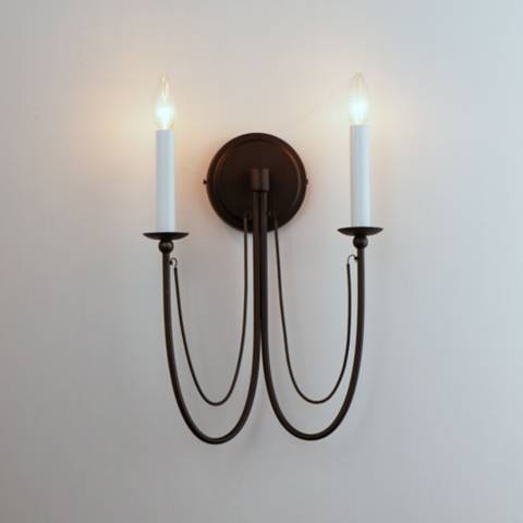 Maxim Plumette 16" High Chestnut Bronze 2-Light Wall Sconce | Lamps Plus