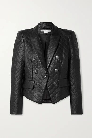 Veronica Beard - Cooke Dickey Quilted Leather Jacket - Black | NET-A-PORTER (US)
