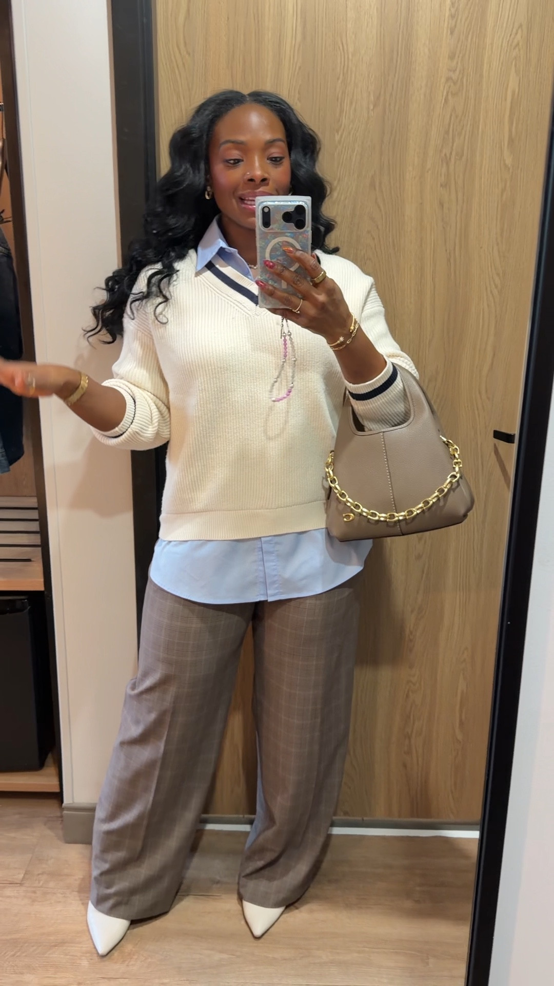 Headed out to a business meeting with the Mango look I picked up last week. Love it! Wearing a 4 in pants and medium sweater . 

#LTKMidsize #LTKStyleTip #LTKOver40