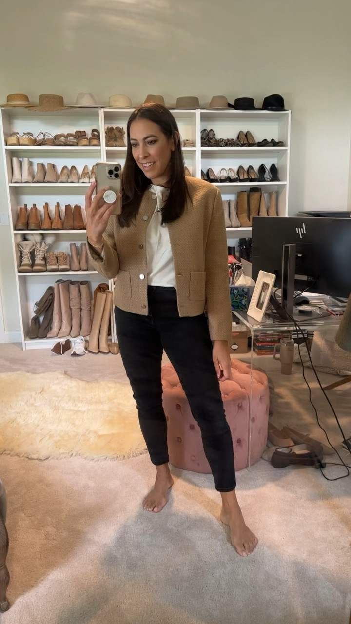 Classic outfit. Wearing size 8 in the lady jacket (slightly oversized fit) and a medium in top. Size 8 in jeans. 



#LTKStyleTip #LTKSeasonal #LTKWorkwear