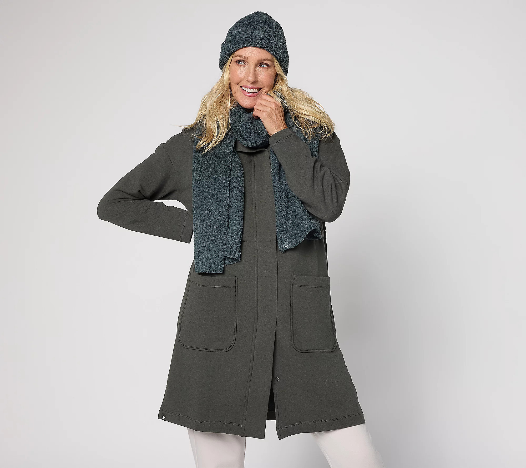 Barefoot Dreams CozyChic Beanie and Scarf Set | QVC