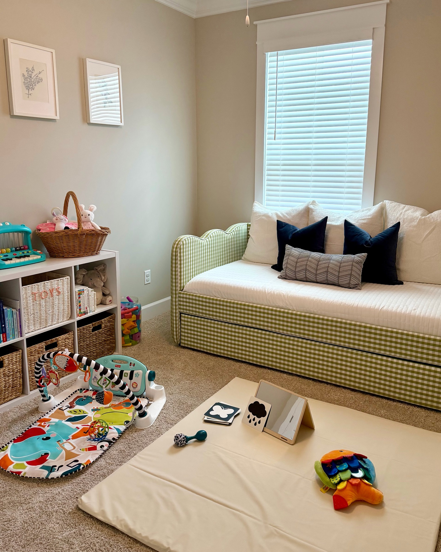 Playroom essentials!! Still a work in progress decor wise, but I have been loving spending time with her in here lately 💚🩵💗

#LTKKids #LTKBaby #LTKmomlife