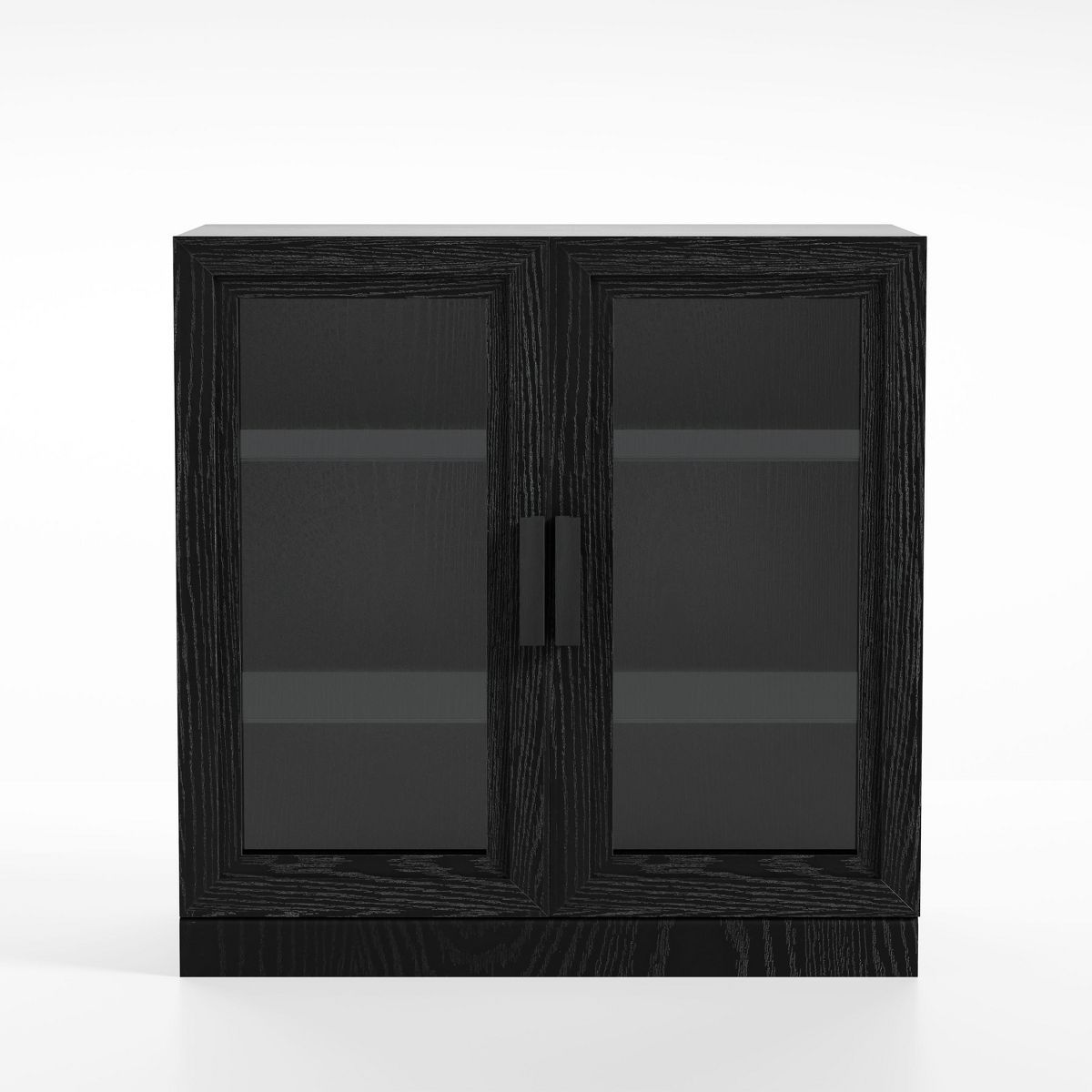 Neutypechic Wood Grain Decorative Bookshelf with Glass Doors and Adjustable Partitions | Target