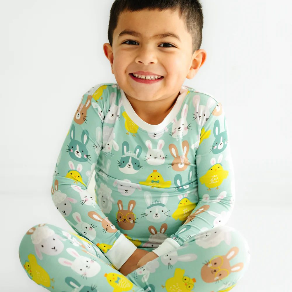 Aqua Pastel Parade Two-Piece Pajama Set | Little Sleepies