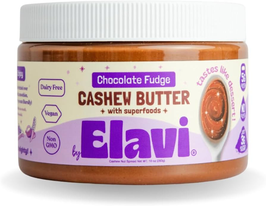 ELAVI Keto Cashew Butter Jar - Gut-Friendly, Low-Sugar Dessert Spread | Vegan, Kid-Friendly, No A... | Amazon (US)