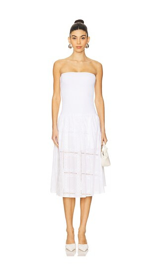 Ribbed Cotton Midi Dress in White Multi | Revolve Clothing (Global)