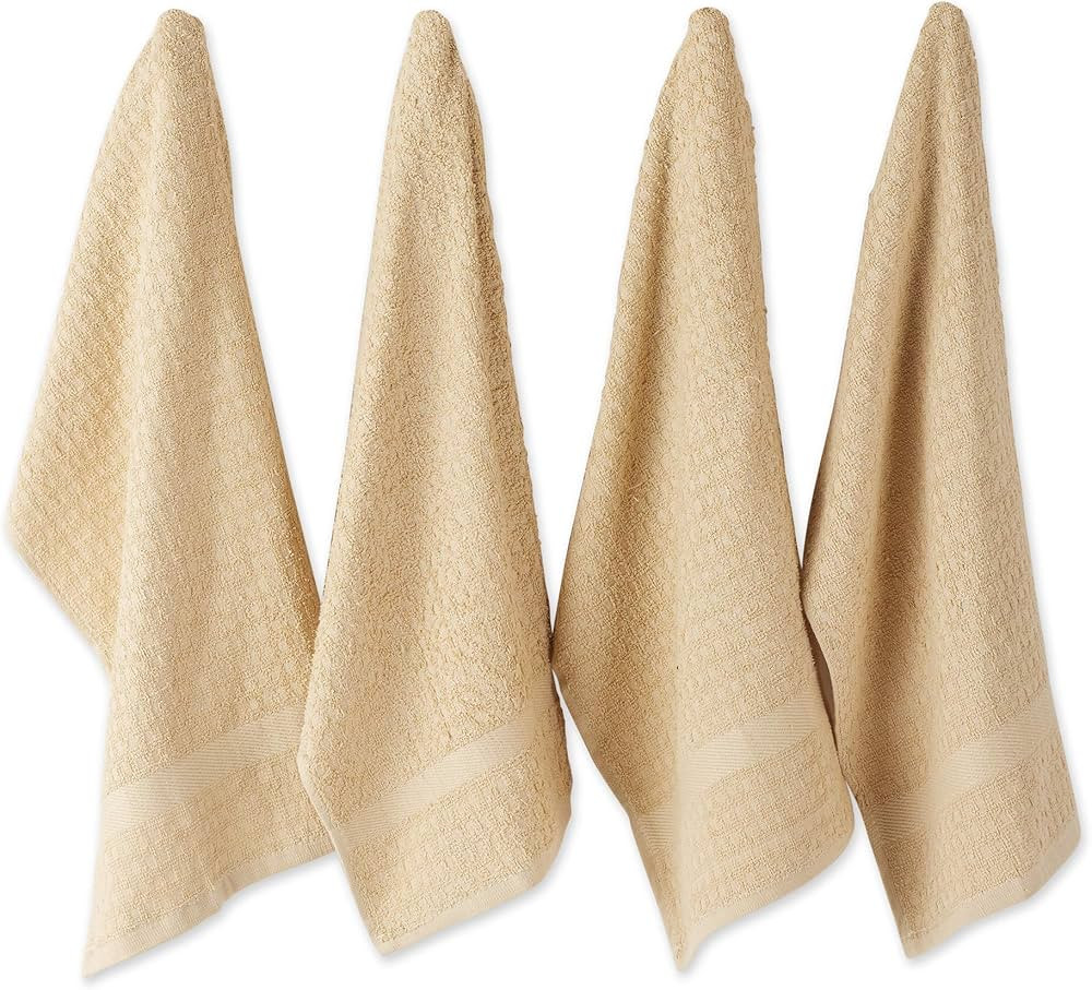 DII Basic Terry Collection Waffle Dishtowel Set, 15x26, Solid Pebble, 4 Piece | Amazon (US)