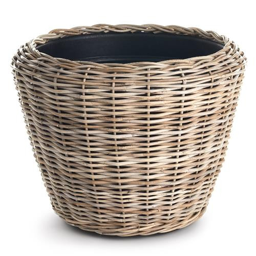 Bryson French Country Brown Woven Rattan Basket Planter - Large | Kathy Kuo Home