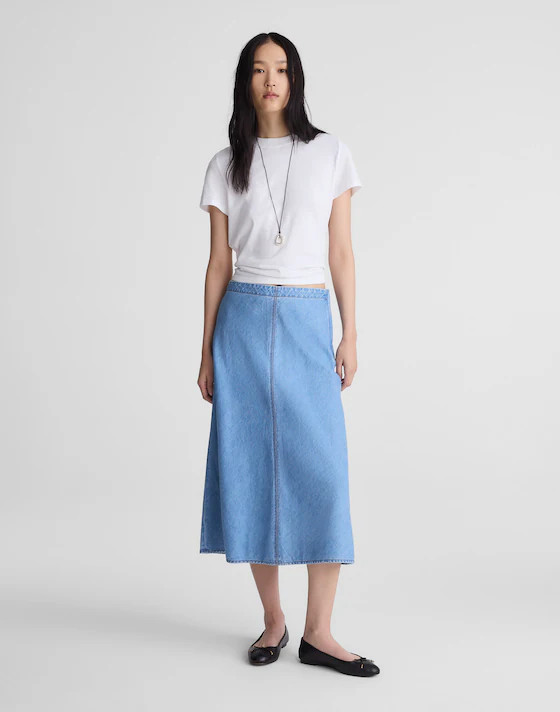 Airy Denim Slip Midi Skirt | Madewell