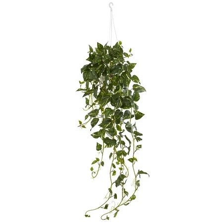 Nearly Natural Pothos Hanging Basket Artificial Plant | Walmart (US)