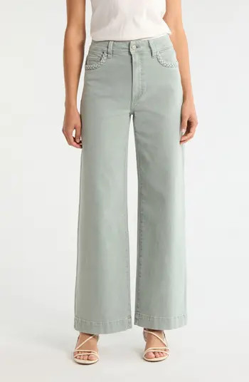 PAIGE Anessa Braided Pocket High Waist Wide Leg Jeans | Nordstrom | Nordstrom