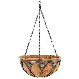 Emerald 20 in. Black Metal Coconut Hanging Basket | The Home Depot