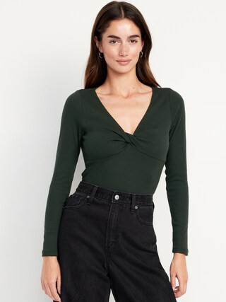 Twist-Front Ribbed Top | Old Navy (US)